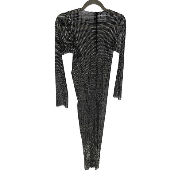 SANTA Rhinestone Embellished Mesh Maxi Dress Party Statement Evening Black Sz M - Picture 5 of 9